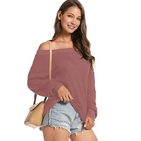 Juj Sweaters Shirts Henley Long Sleeve, Red 4 - Picture 2 of 6